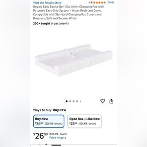 New still in box Regalo White Infant Changing Pad